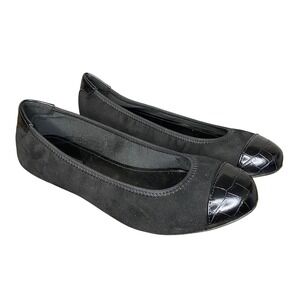 Nine West Black Suede Leather‎ Cap Toe Ballet Flats Women's Shoes Size 8.5